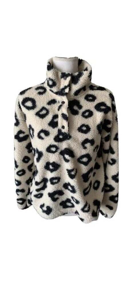 Loft Henley Sweater Cheetah Sherpa Size
Long Sleeve
